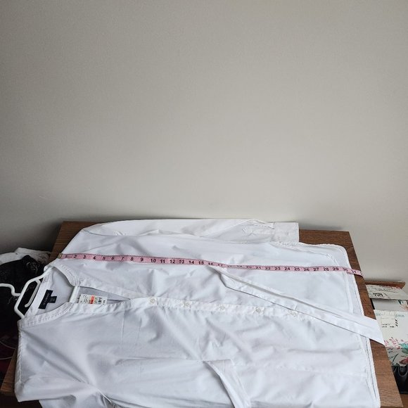 Vintage Le Chateau White Dress Shirt with Attached Tie-Belt Size L NWT - Picture 7 of 10